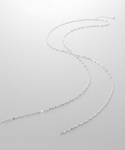 シルバー デザインチェーン デュアルペタル フリンジYネックレス