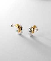 シルバー コンビカラー スモールフープ チャビーローテイテッドピアス