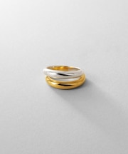 シルバー コンビカラー デュアルドームリング