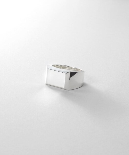 シルバー バケットカット シグネットリング（16号、18号）