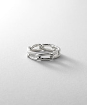 シルバー ロングカーブチェーンモチーフリング（16号、18号）