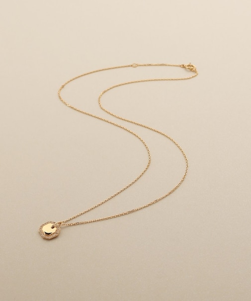 K10ダイヤモンド フレームコーナーカットプレート ネックレス小