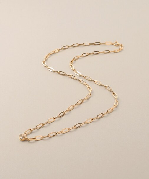 K10ダイヤモンド ランダムパヴェ中空プリム ネックレス