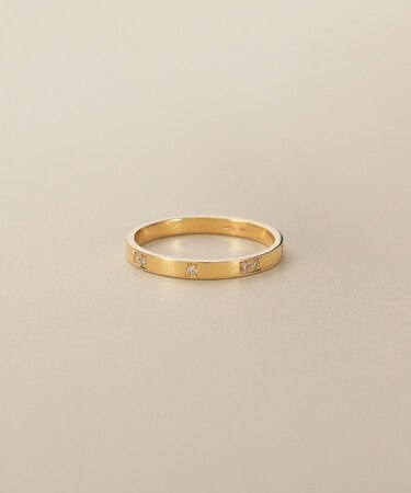 K10ダイヤモンド 彫り留めオルタネート2・1 リング