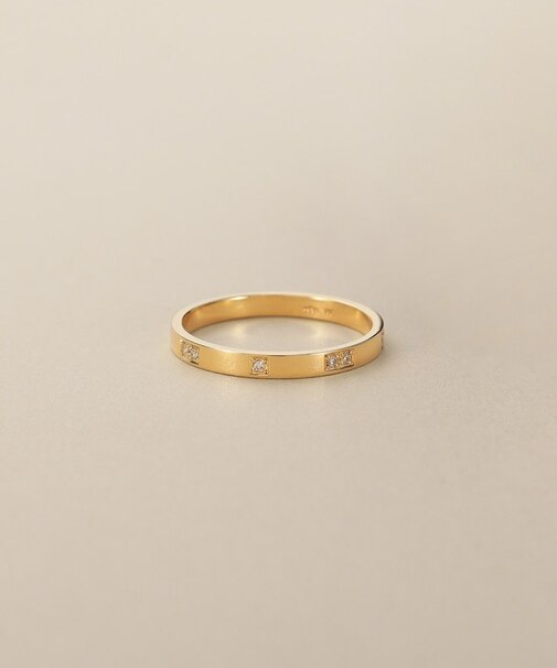 K10ダイヤモンド 彫り留めオルタネート2・1 リング