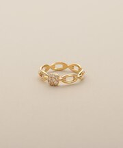 K10ダイヤモンド ランダムパヴェチェーンモチーフ リング