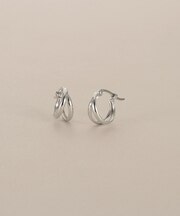 プラチナ 甲丸スプリット フープピアス