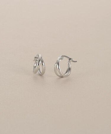 プラチナ 甲丸スプリット フープピアス