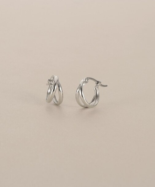 プラチナ 甲丸スプリット フープピアス