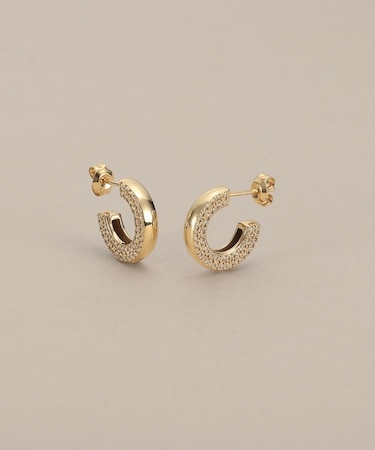 K10ダイヤモンド サイドパヴェフープ スタッドピアス