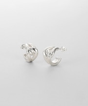 シルバー スモールフープ ノットピアス