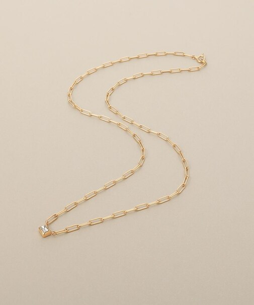 K18ダイヤモンド エメラルドカットふせ込み ネックレス