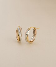 K18×プラチナ トリニティー フープピアス（YG×PG）