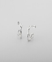 シルバー クロスオービットピアス