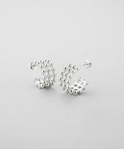 シルバー 3ラインボールピアス
