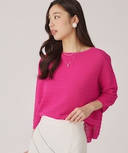 【洗える／日本製】ざっくり編み柄ニットトップス