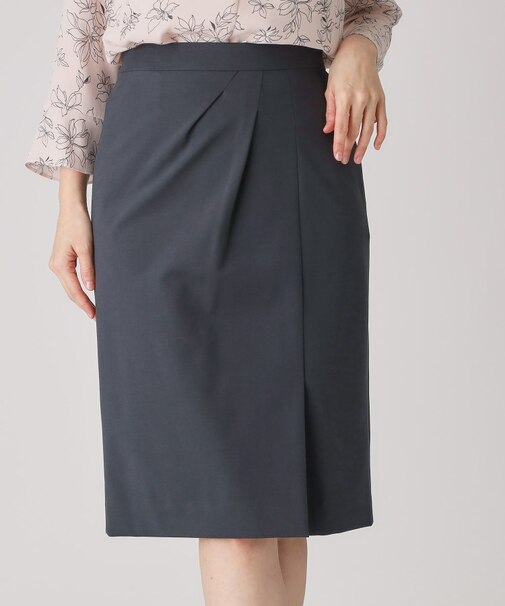 【洗える／日本製／ジャージ素材】ラップ風タイトスカート