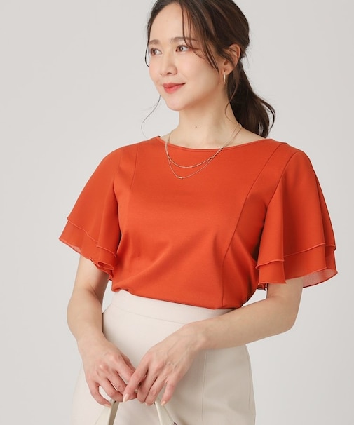 【洗える／日本製】異素材組合せのジャージートップス