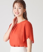 【洗える/日本製】チューリップ袖ブラウス