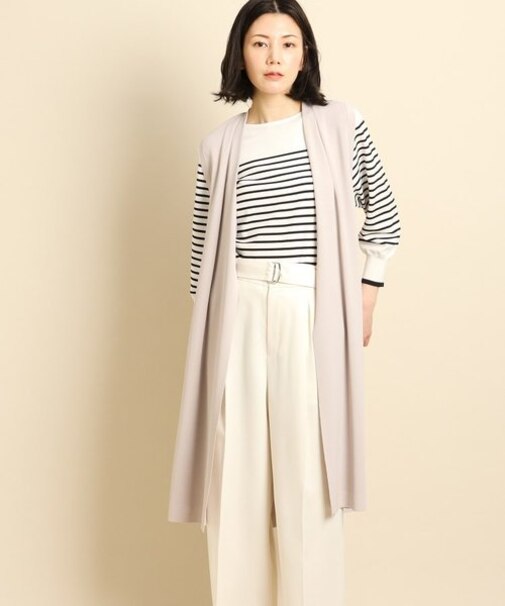 【おしゃれにキマる/洗える】サイドスリット ロングニットジレ