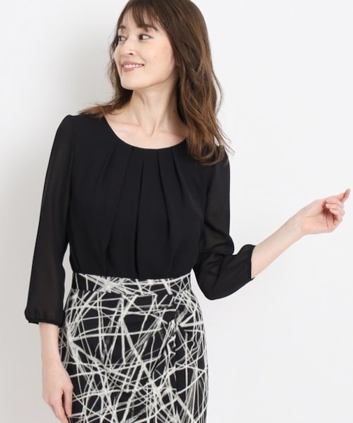 【洗える／日本製／通勤】タックブラウス