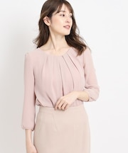 【洗える／日本製／通勤】タックブラウス