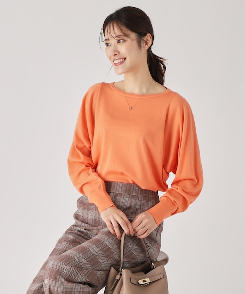 【カシミヤ混】ハイゲージニットトップス