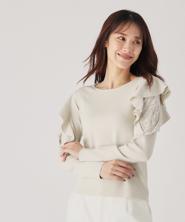 【洗える】フリルデザインニット