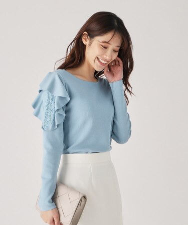 【洗える】フリルデザインニット