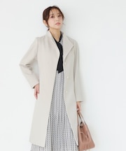 【カシミヤ混/日本製】Iラインスタンドウィングカラーコート