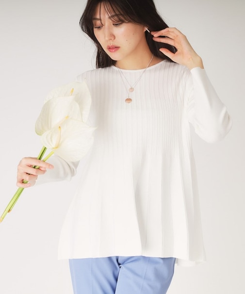 【洗える／ヒップ丈】Aラインニットプルオーバー