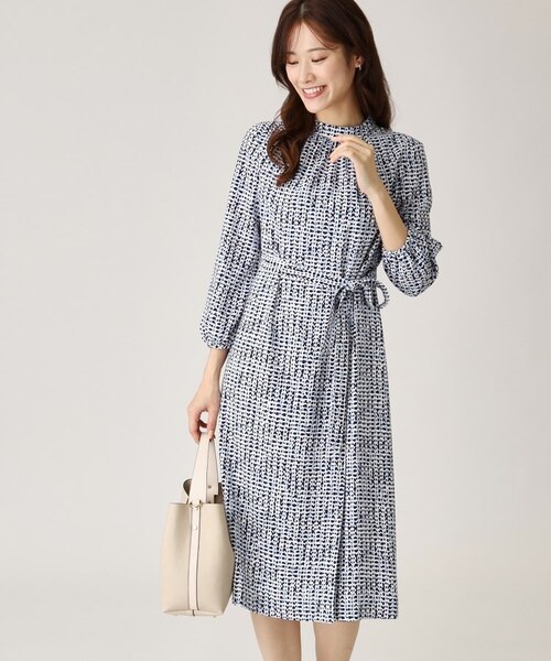 クードシャンス　ジオメトリック柄フレアワンピース36/s 洗える／日本製】ジオメトリック柄フレアワンピース｜クードシャンスの