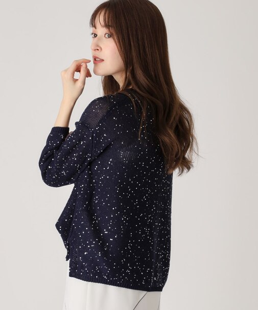 【洗える】スパンコールニット