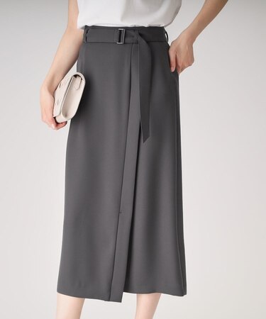 【洗える／日本製】ラップ風デザインスカート