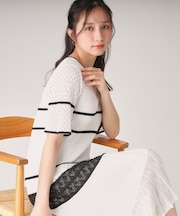 【洗える／日本製】レース編みニットドレス