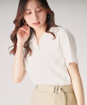 【洗える／日本製】スキッパーカットソー