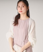 【洗える／日本製】和紙混ショート丈ニットボレロ