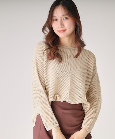 【洗える／日本製】和紙混ニットプルオーバー