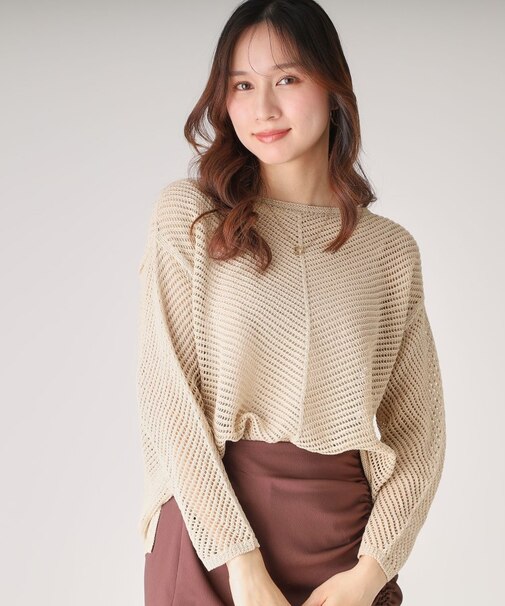 【洗える／日本製】和紙混ニットプルオーバー