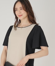 【洗える／日本製】配色デザインワンピース