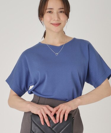 【洗える／ヒップ丈】異素材組合せのニットトップス