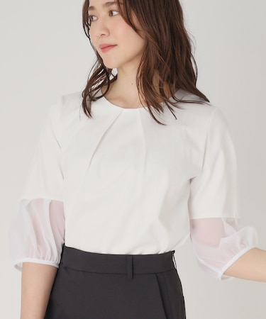 【洗える／日本製】袖デザイントップス