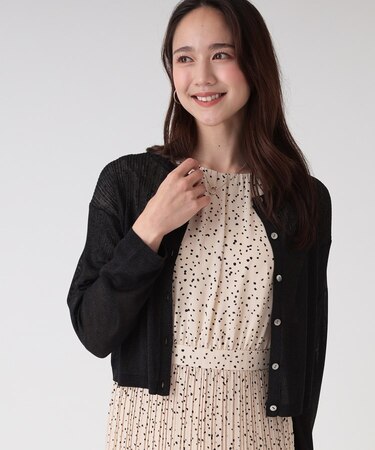 【洗える／シアー感】ラメ混ニットカーディガン