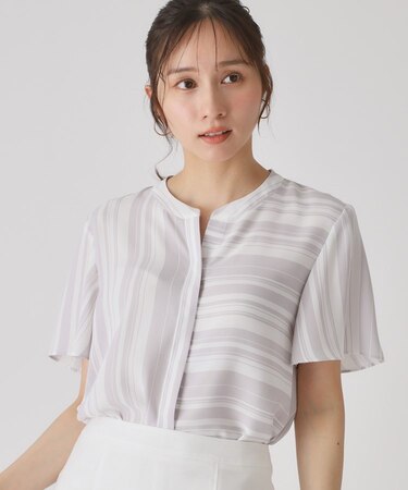 【洗える／日本製】ストライプ×ボーダーブラウス