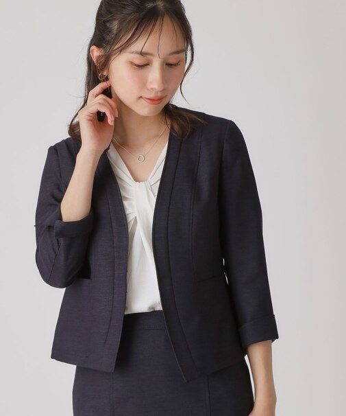 【手洗い可／日本製】ノーカラージャケット