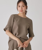 【洗える／日本製／清涼感／セットアップ可】袖デザインブラウス