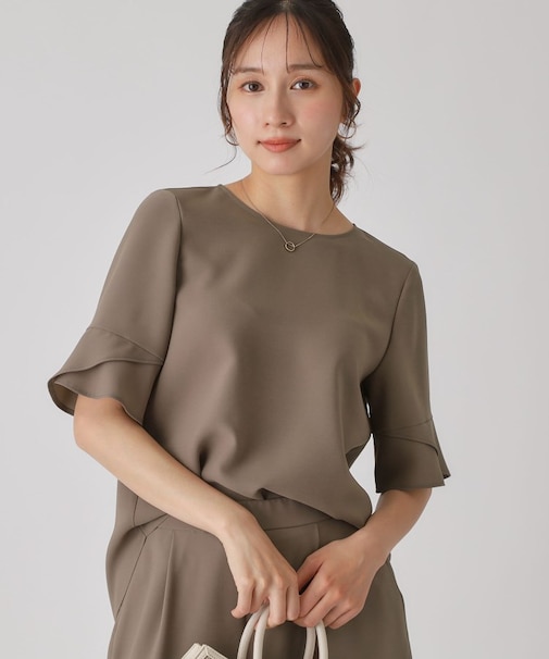 【洗える/日本製/清涼感/セットアップ可】袖デザインブラウス