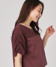 【手洗い可／日本製】異素材組合せのジャージトップス