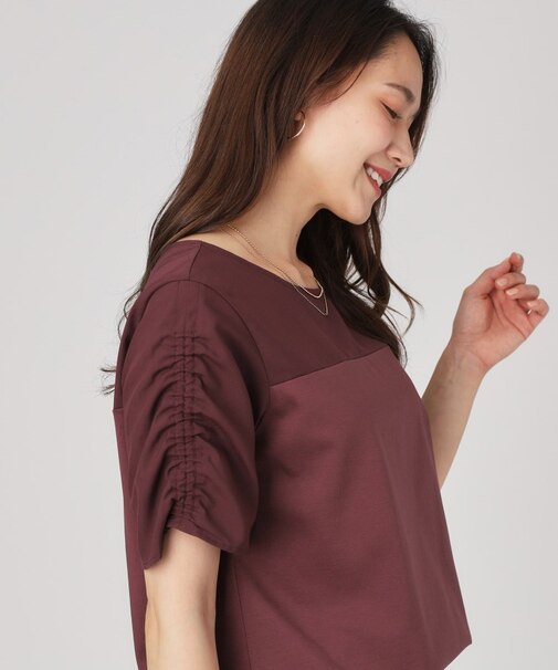 【手洗い可／日本製】異素材組合せのジャージトップス