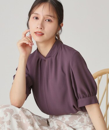 【手洗い可／日本製／一枚着】衿ねじりデザインブラウス